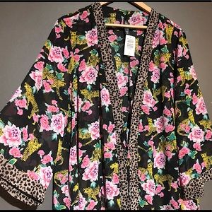 Torrid Cheetah Floral Maxi Length Chiffon Kimono